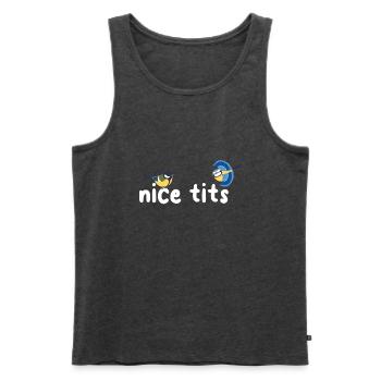 Nice Tits Blaumeise Kohlmeise - Männer Premium Bio Tank Top - Anthrazit meliert - Vorne - AI Model Male 178 light (178cm)