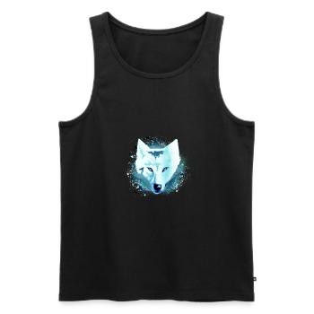 loup, bleu, chien, husky, chien, peinture, graffiti - Débardeur bio Premium Homme - noir - Devant - AI Model Male 178 light (178cm)