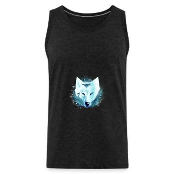wolf,blau,hund, husky,Hund, malerei,graffiti - Männer Premium Bio Tank Top - Anthrazit - Vorne - Alexander (188cm)