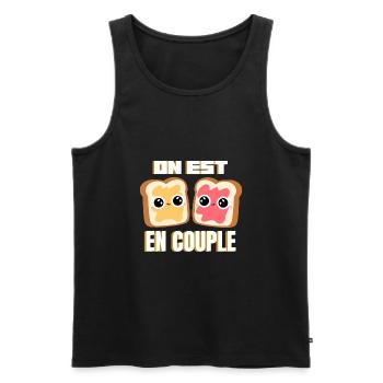 Tartines on est en couple Humour Amour Valentin - Débardeur bio Premium Homme - noir - Devant - AI Model Male 178 light (178cm)
