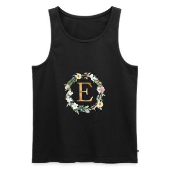 Personalisierbar Monogramm Watercolour Floral E - Männer Premium Bio Tank Top - Schwarz - Vorne - AI Model Male 178 light (178cm)