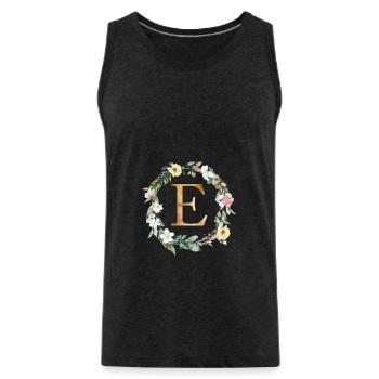 Monogramme personnalisable Aquarelle Floral E - Débardeur bio Premium Homme - charbon - Devant - Alexander (188cm)