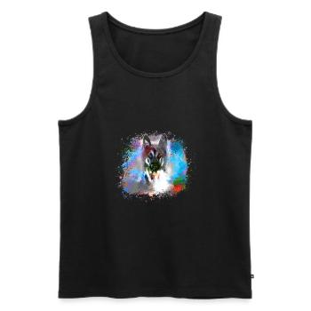 german shepherd, dog, graffiti, German shepherd, - Men's Premium Organic Tank Top - black - Front - AI Model Male 178 light (178cm)