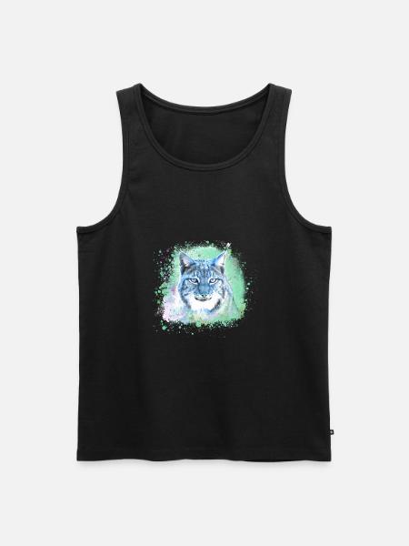 wildkatze,luchs,blau,graffiti,malerei,katze - Männer Premium Bio Tank Top - Schwarz