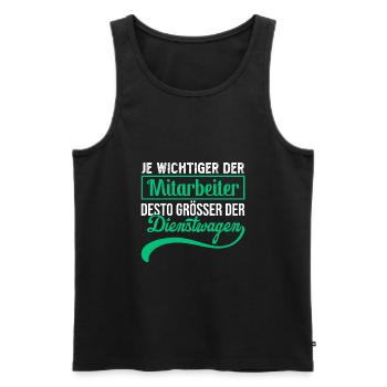 Je wichtiger der Mitarbeiter desto größer der ... - Männer Premium Bio Tank Top - Schwarz - Vorne - Michal (187cm)