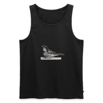 Oiseau moineau - Débardeur bio Premium Homme - noir - Devant - AI Model Male 178 light (178cm)