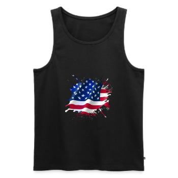 USA Flag Splash - Männer Premium Bio Tank Top - Schwarz - Vorne - Michal (187cm)