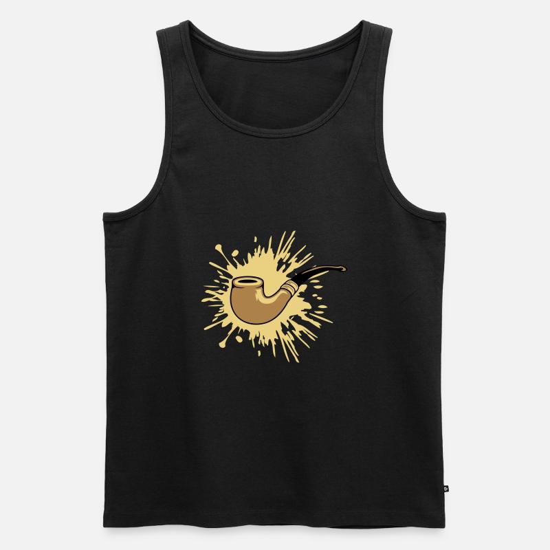 Klecks Tabakpfeife Raucher - Männer Premium Bio Tank Top - Schwarz