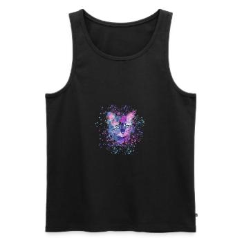 katze,bunt, Aquarell, kätzchen,sterne - Männer Premium Bio Tank Top - Schwarz - Vorne - AI Model Male 178 light (178cm)