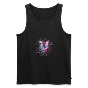 katze,bunt, Aquarell, kätzchen,sterne - Männer Premium Bio Tank Top - Schwarz - Vorne - AI Model Male 178 light (178cm)