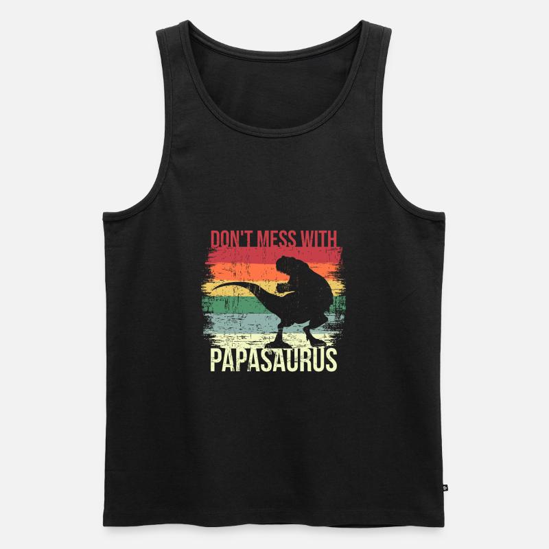 Papasaurus Rex - Männer Premium Bio Tank Top - Schwarz