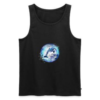 dauphin, terre, peinture, bleu, dauphins, mer, planète - Débardeur bio Premium Homme - noir - Devant - AI Model Male 178 light (178cm)