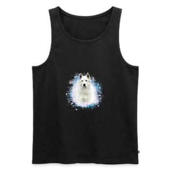 white shepherd,white,dog,painting,shepherd dog - Men's Premium Organic Tank Top - black - Front - AI Model Male 178 light (178cm)