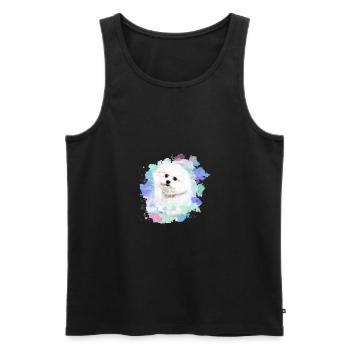 bichon frisé, maltais, chien, aquarelle, aquarelle - Débardeur bio Premium Homme - noir - Devant - AI Model Male 178 light (178cm)