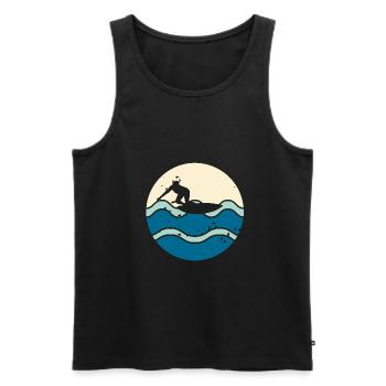Vintage Classic Ride With The Wave Surfing - Männer Premium Bio Tank Top - Schwarz - Vorne - AI Model Male 178 light (178cm)