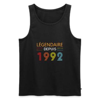 Légendaire Depuis 1992 32 Anniversaire 32 Ans - Débardeur bio Premium Homme - noir - Devant - AI Model Male 178 light (178cm)