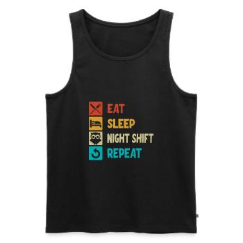 Eat Sleep Night Shift Repeat - Men's Premium Organic Tank Top - black - Front - AI Model Male 178 light (178cm)