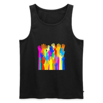 Colorful Community of Raised Hands - Men's Premium Organic Tank Top - black - Front - Michal (187cm)