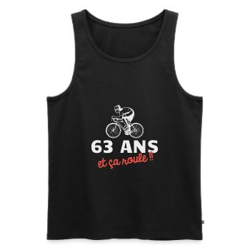 63 ans et ça roule Cyclisme Vélo - Débardeur bio Premium Homme - noir - Devant - AI Model Male 178 light (178cm)
