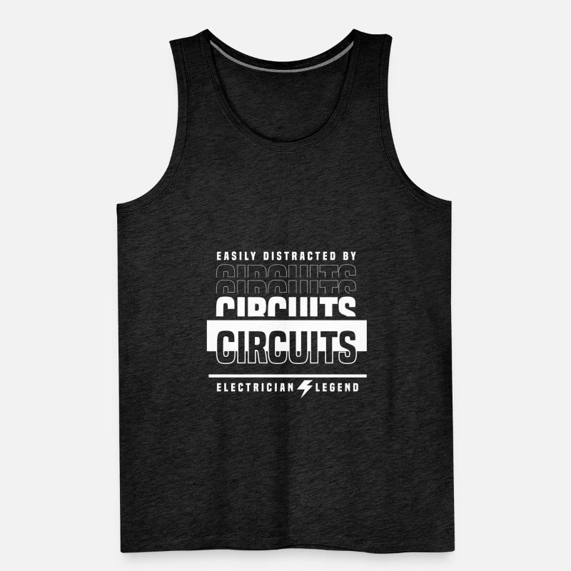Distracted by Circuits Ironic Saying Voltage Men's Premium Organic Tank Top