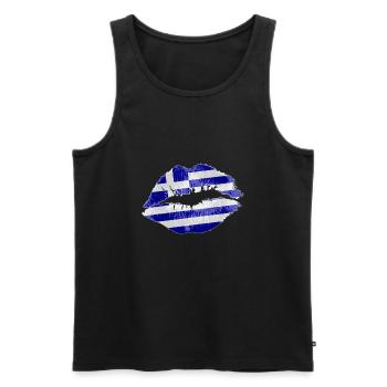 Kiss (Grèce) - Débardeur bio Premium Homme - noir - Devant - AI Model Male 178 light (178cm)