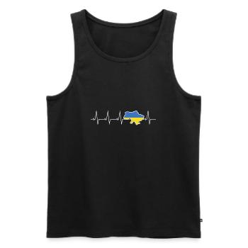 J’aime l’Ukraine - battement de coeur - Débardeur bio Premium Homme - noir - Devant - Michal (187cm)