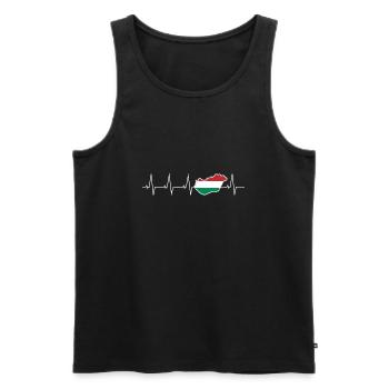 Ich liebe Ungarn - Herzschlag - Männer Premium Bio Tank Top - Schwarz - Vorne - AI Model Male 178 light (178cm)