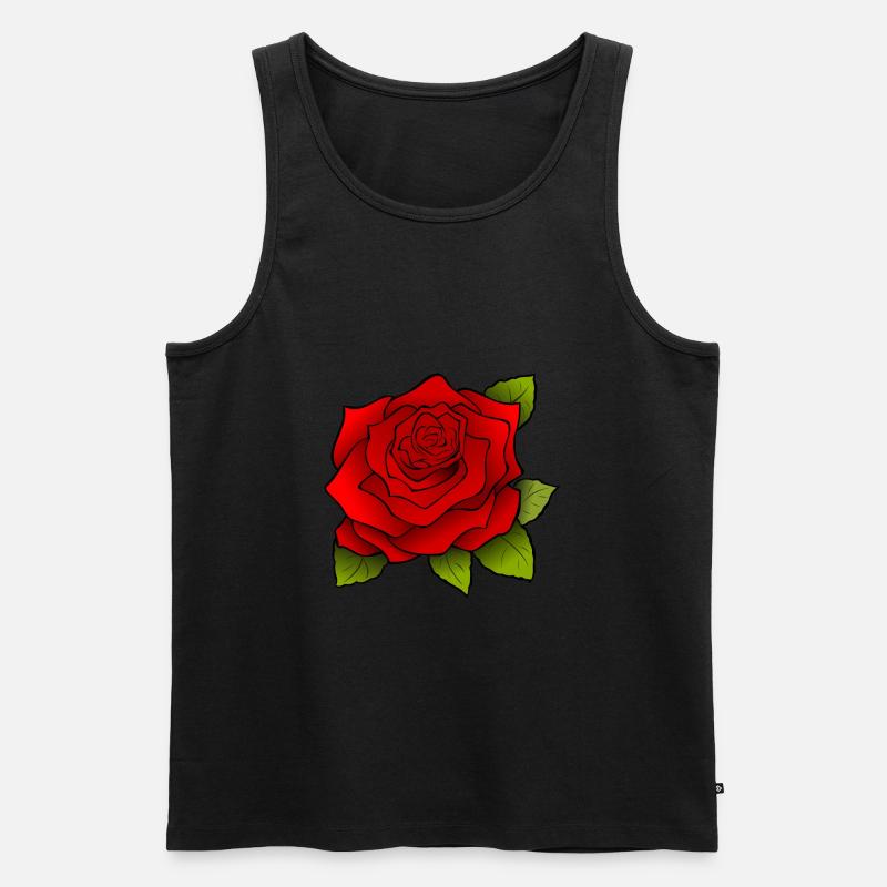 Rote Rose - Männer Premium Bio Tank Top - Schwarz