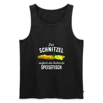 Der Schnitzel - weißer Text Edition - Männer Premium Bio Tank Top - Schwarz - Vorne - Michal (187cm)