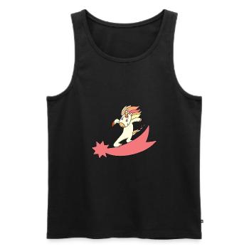 Einhorn Sternschnuppe Surfen - Männer Premium Bio Tank Top - Schwarz - Vorne - AI Model Male 178 light (178cm)