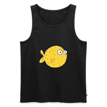 Verwirrter Kugelfisch - Männer Premium Bio Tank Top - Schwarz - Vorne - AI Model Male 178 light (178cm)