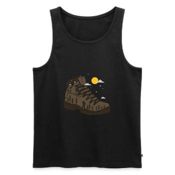 Hiking boot hiking boots gift hiker nature - Men's Premium Organic Tank Top - black - Front - AI Model Male 178 light (178cm)