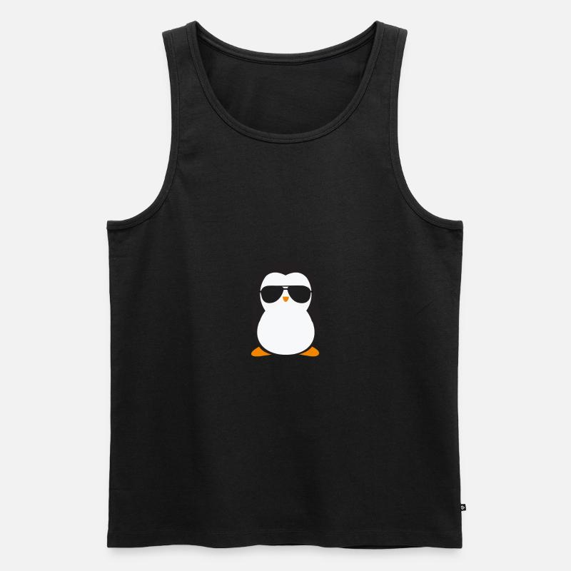 Cooler Pinguin mit Sonnenbrille - Männer Premium Bio Tank Top - Schwarz