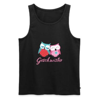 Geschwister Eulen - Männer Premium Bio Tank Top - Schwarz - Vorne - Michal (187cm)