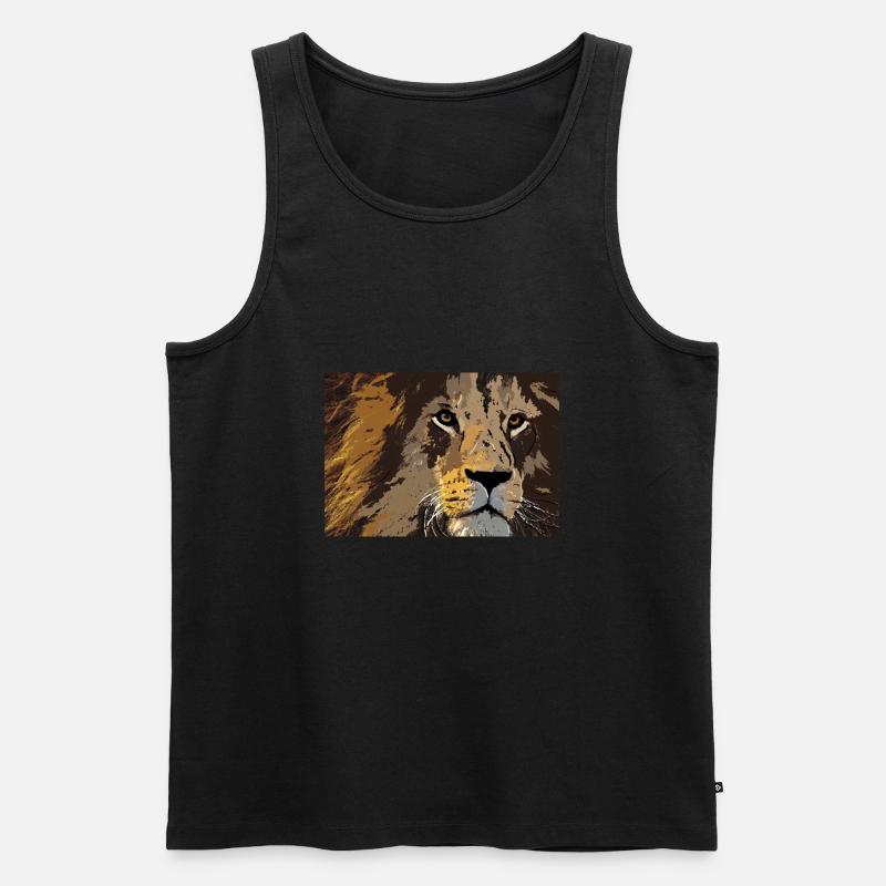 Löwe - Männer Premium Bio Tank Top - Schwarz