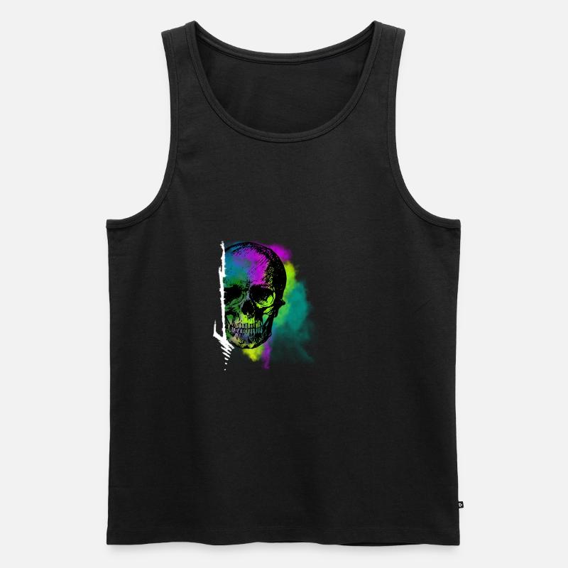 Colour Skull - Männer Premium Bio Tank Top - Schwarz