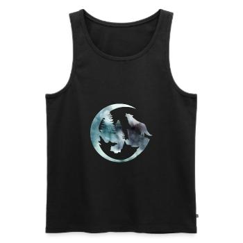 Watercolour Howling Wolf - Men's Premium Organic Tank Top - black - Front - AI Model Male 178 light (178cm)