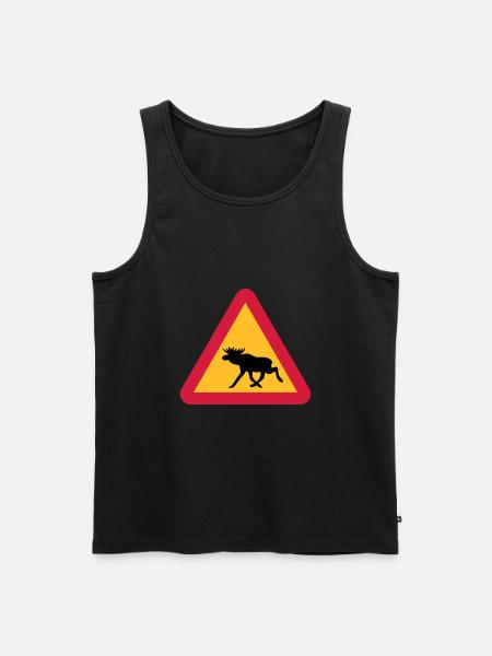 Elch Warnschild - Männer Premium Bio Tank Top - Schwarz