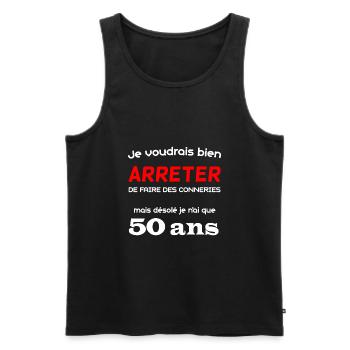 T-shirt anniversaire 50 ans - Débardeur bio Premium Homme - noir - Devant - Michal (187cm)
