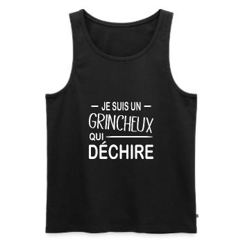 Je suis Un Grincheux Qui Déchire - Débardeur bio Premium Homme - noir - Devant - Michal (187cm)