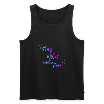 WILD FREE GRADIENT BLUE PURPLE - Men's Premium Organic Tank Top - black - Front - AI Model Male 178 light (178cm)