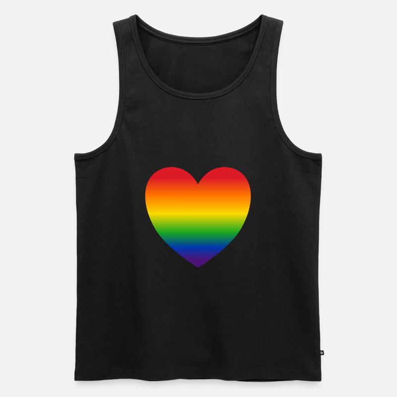 Herz Regenbogenfarben Geschenk - Männer Premium Bio Tank Top - Schwarz