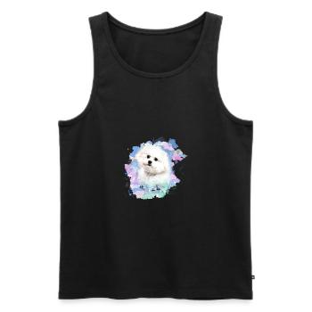bichon frisé, maltais,chien, aquarelle, peinture à l’eau - Débardeur bio Premium Homme - noir - Devant - Michal (187cm)