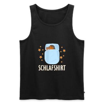 Rotkehlchen kuschelt mit Teddy Schlafshirt Vogel - Männer Premium Bio Tank Top - Schwarz - Vorne - Michal (187cm)
