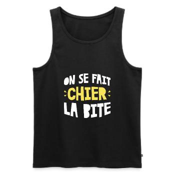 On se fait chier Cadeau humour personnalisé - Débardeur bio Premium Homme - noir - Devant - Michal (187cm)
