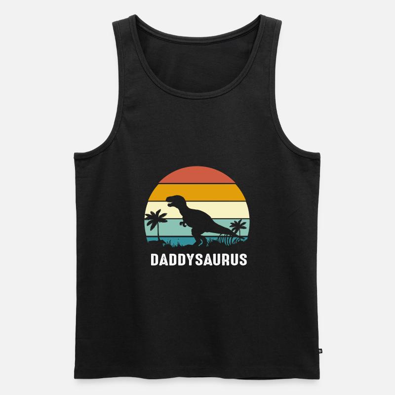Daddysaurus - Männer Premium Bio Tank Top - Schwarz