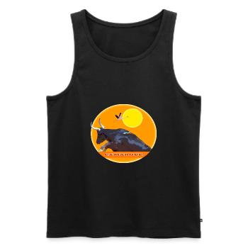 Camargue bull jumps the barrier - Men's Premium Organic Tank Top - black - Front - AI Model Male 178 light (178cm)