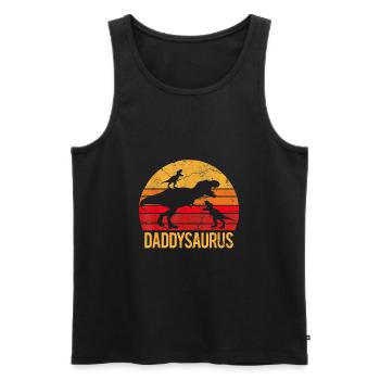 Vintage Retro Daddysaurus Gift For Fathers Day - Männer Premium Bio Tank Top - Schwarz - Vorne - AI Model Male 178 light (178cm)