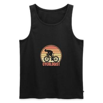 Cycologist Funny Cycling Saying Retro Bicycle - Men's Premium Organic Tank Top - black - Front - Michal (187cm)