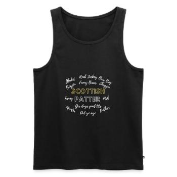 Scottish Patter - Men's Premium Organic Tank Top - black - Front - AI Model Male 178 light (178cm)